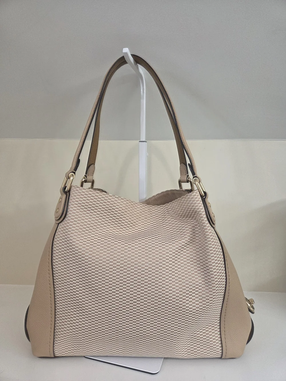 Coach Edie 31 Woven And Leather Shoulder Bag